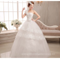 SLS057YC Ivory Bride Gown One Shoulder with Flowers Pleated Upper Part Ball Gown Wedding Dress In Stock